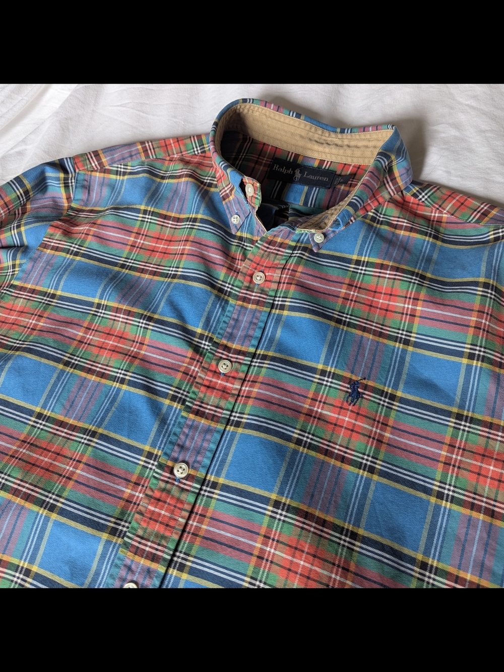 Ralph Lauren Blue Label Classic Fit Casual Button Down Sz L Tartan Check Plaid